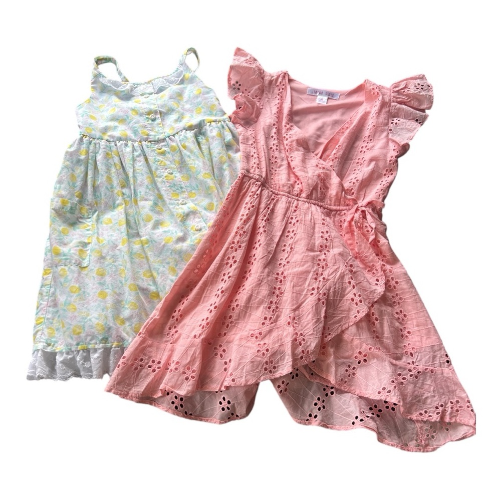Adorable Two Dresses /Pink Eyelet and Lemon 🍋 Ruffle for Kids